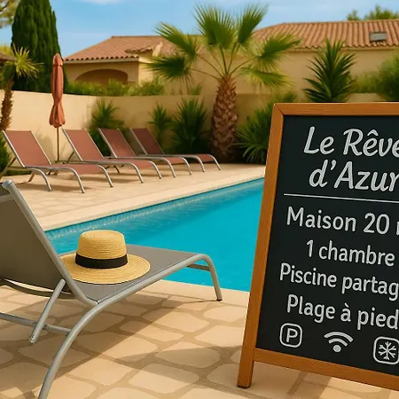 T2 - Reve D'azur 20m2 Bord De - Piscine Partagee - Parking - Bbq - Draps Inclus Апартаменты *